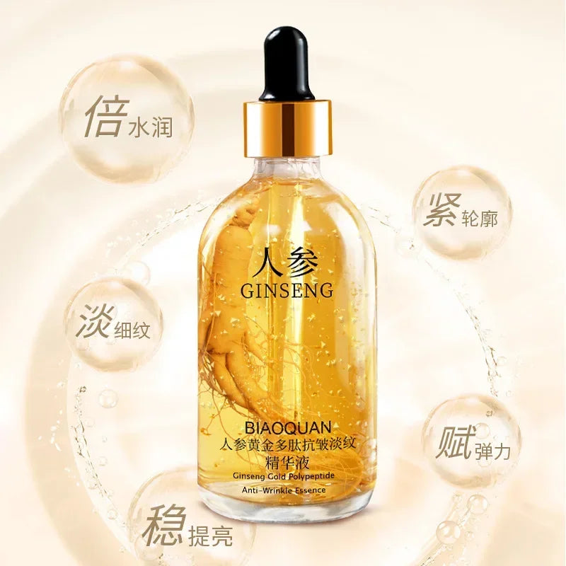 2 Pieces 100Ml Gold Ginseng Face Essence Polypeptide Anti-Wrinkle Moisturizing Niacinamide Facial Serum for Skin Care Products