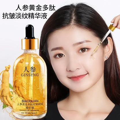 2 Pieces 100Ml Gold Ginseng Face Essence Polypeptide Anti-Wrinkle Moisturizing Niacinamide Facial Serum for Skin Care Products