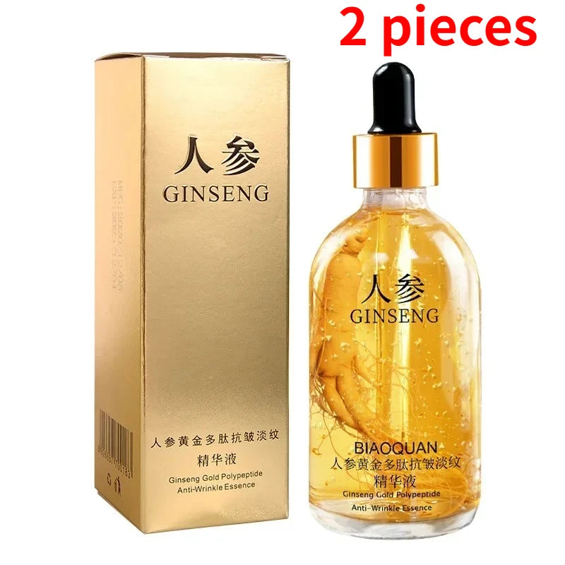2 Pieces 100Ml Gold Ginseng Face Essence Polypeptide Anti-Wrinkle Moisturizing Niacinamide Facial Serum for Skin Care Products