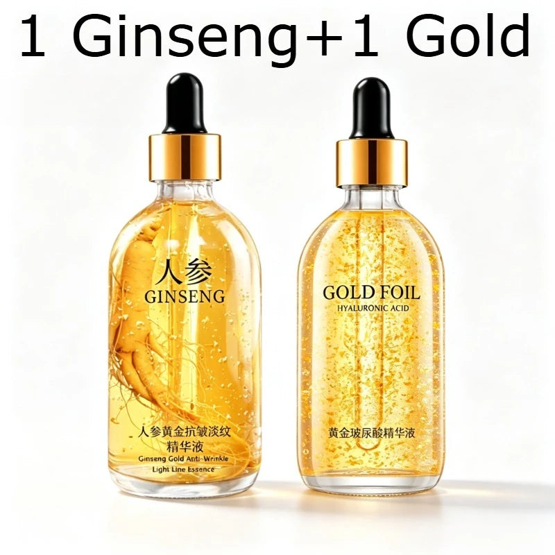 2 Pieces 100Ml Gold Ginseng Face Essence Polypeptide Anti-Wrinkle Moisturizing Niacinamide Facial Serum for Skin Care Products